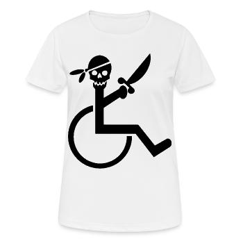 Fauteuil roulant Pirate pour les rouleaux durs. Chemise humoristique * - T-shirt respirant Femme - blanc - Devant - AI Model Female 172 dark (172cm)