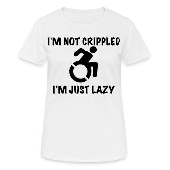 Nicht behindert nur faul, Rollstuhl-Humor # - Frauen T-Shirt atmungsaktiv - Weiß - Vorne - AI Model Female 172 dark (172cm)