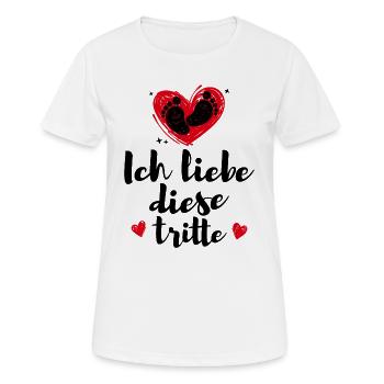 Amour bébé ventre coeur Enceinte Déclaration Pieds bébé - T-shirt respirant Femme - blanc - Devant - AI Model Female 172 dark (172cm)