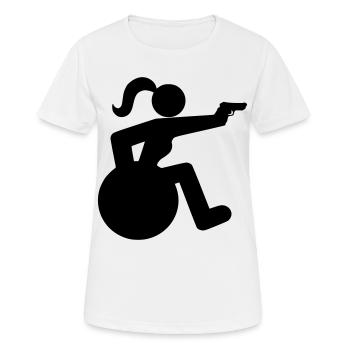 Prise de vue en fauteuil roulant. Jeux paralympiques # - T-shirt respirant Femme - blanc - Devant - AI Model Female 172 dark (172cm)