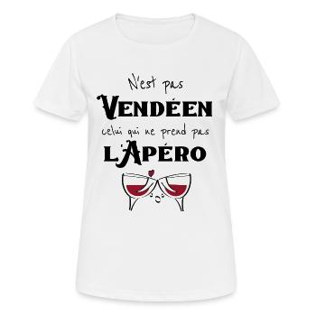 n'est pas vendéen celui qui ne prend pas l'apéro - T-shirt respirant Femme - blanc - Devant - AI Model Female 172 dark (172cm)