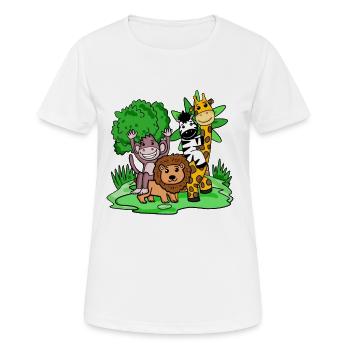 Jungle animaux Mignon - T-shirt respirant Femme - blanc - Devant - AI Model Female 172 dark (172cm)