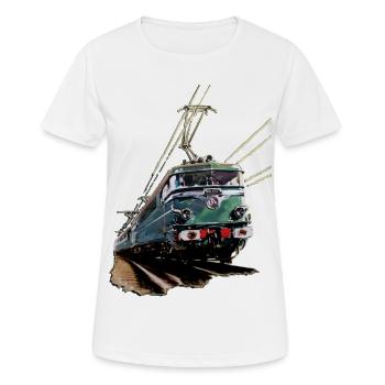LOCOMOTIVE BB CREATION Louis RUNEMBERG © Adagp - T-shirt respirant Femme - blanc - Devant - AI Model Female 172 dark (172cm)