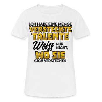Lustig Witz Cool Statement - Frauen T-Shirt atmungsaktiv - Weiß - Vorne - AI Model Female 172 dark (172cm)