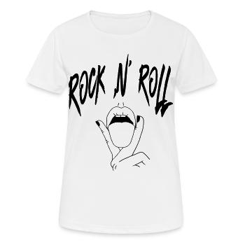 Rock N Roll Hand Gesture Typography Design - Frauen T-Shirt atmungsaktiv - Weiß - Vorne - AI Model Female 172 dark (172cm)