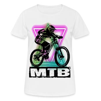 MTB - Frauen T-Shirt atmungsaktiv - Weiß - Vorne - AI Model Female 172 dark (172cm)