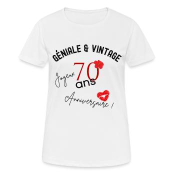 anniversaire 70 ans - T-shirt respirant Femme - blanc - Devant - AI Model Female 172 dark (172cm)