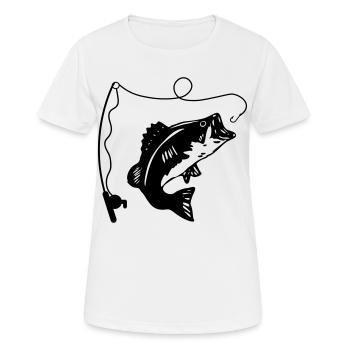 Angelrute und Fisch - Frauen T-Shirt atmungsaktiv - Weiß - Vorne - AI Model Female 172 dark (172cm)