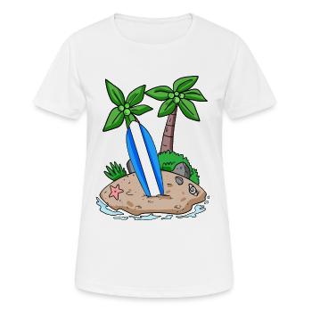 Insel mit Surfbrett - Frauen T-Shirt atmungsaktiv - Weiß - Vorne - AI Model Female 172 dark (172cm)