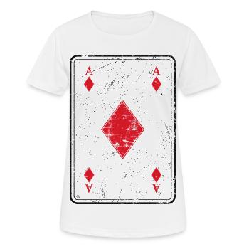 Poker et skate carte de jeu Karoass dans le look used - T-shirt respirant Femme - blanc - Devant - AI Model Female 172 dark (172cm)