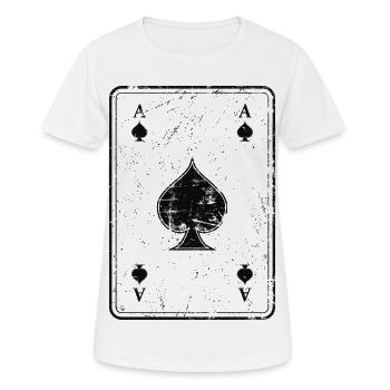 Poker und Skat Spielkarte Pikass im Used Look - Frauen T-Shirt atmungsaktiv - Weiß - Vorne - AI Model Female 172 dark (172cm)