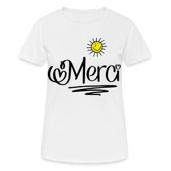 Merci - T-shirt respirant Femme - blanc - Devant - AI Model Female 172 dark (172cm)
