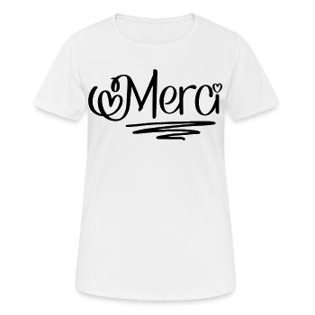 Merci - T-shirt respirant Femme - blanc - Devant - AI Model Female 172 dark (172cm)