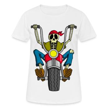 Skelett Motorrad - Frauen T-Shirt atmungsaktiv - Weiß - Vorne - AI Model Female 172 dark (172cm)