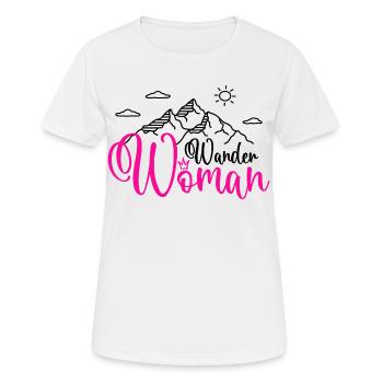 Wander Woman Wanderwoman Wandern Berge - Frauen T-Shirt atmungsaktiv - Weiß - Vorne - AI Model Female 172 dark (172cm)