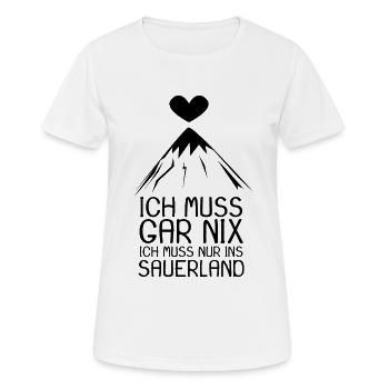 Sauerland Nordrhein-Westfalen - Frauen T-Shirt atmungsaktiv - Weiß - Vorne - AI Model Female 172 dark (172cm)