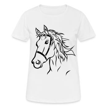 Tête de cheval silhouette cheval équitation cadeau - T-shirt respirant Femme - blanc - Devant - AI Model Female 172 dark (172cm)
