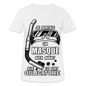 Je portais un masque bien avant - T-shirt respirant Femme - blanc - Devant - AI Model Female 172 dark (172cm)