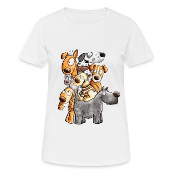 Lustiges Hunde Team I Lustiges Hundemotiv I Hund - Frauen T-Shirt atmungsaktiv - Weiß - Vorne - AI Model Female 172 dark (172cm)