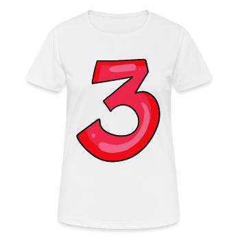 3 rot - Zahl Drei - Ziffer - Frauen T-Shirt atmungsaktiv - Weiß - Vorne - AI Model Female 172 dark (172cm)
