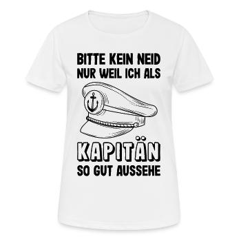 Kapitän Mütze Käptn Bootsführerschein Schifffahrt - Frauen T-Shirt atmungsaktiv - Weiß - Vorne - AI Model Female 172 dark (172cm)