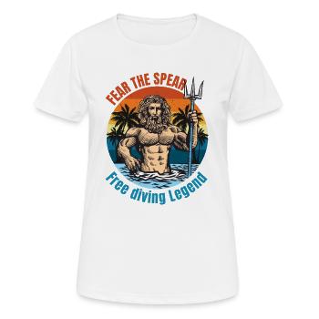 Poseidon Free Diving Legend - Fear The Spear - Women's Breathable T-Shirt - white - Front - AI Model Female 172 dark (172cm)