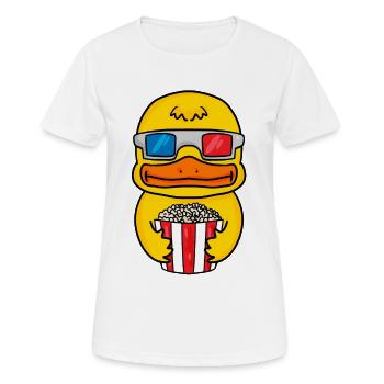 Ente Popcorn Kino - Frauen T-Shirt atmungsaktiv - Weiß - Vorne - AI Model Female 172 dark (172cm)