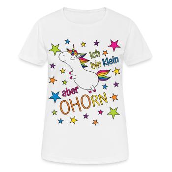 Einhorn Ich bin klein aber ohorn - klein aber oho - Frauen T-Shirt atmungsaktiv - Weiß - Vorne - AI Model Female 172 dark (172cm)