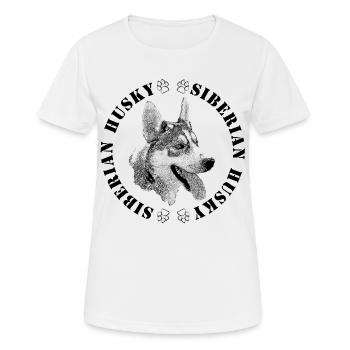 Husky avec empreinte de patte - T-shirt respirant Femme - blanc - Devant - AI Model Female 172 dark (172cm)