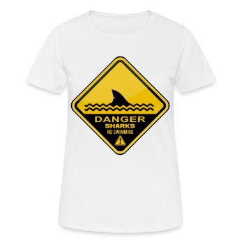 Danger Requins Pas de natation - T-shirt respirant Femme - blanc - Devant - AI Model Female 172 dark (172cm)