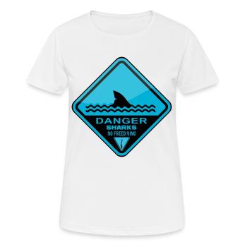 Danger Sharks Pas d’apnée - T-shirt respirant Femme - blanc - Devant - AI Model Female 172 dark (172cm)
