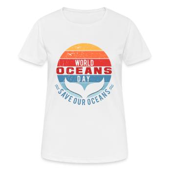 Journée mondiale des océans - Sauvons nos océans - T-shirt respirant Femme - blanc - Devant - AI Model Female 172 dark (172cm)