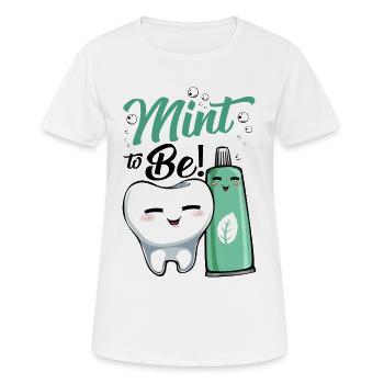 Mint Zahnfreude Cartoon - Frauen T-Shirt atmungsaktiv - Weiß - Vorne - AI Model Female 172 dark (172cm)