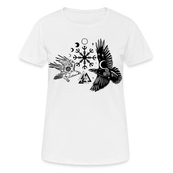 Hugin et Munin avec Vegvisir Valknut - T-shirt respirant Femme - blanc - Devant - AI Model Female 172 dark (172cm)