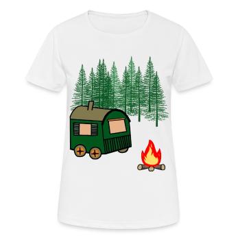 Bauwagen Freizeit Outdoor Freiheit Camping Natur - Frauen T-Shirt atmungsaktiv - Weiß - Vorne - AI Model Female 172 dark (172cm)