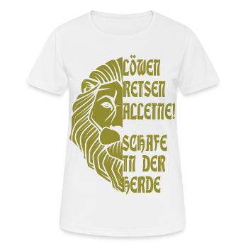 Löwen Reisen Alleine ! - Frauen T-Shirt atmungsaktiv - Weiß - Vorne - AI Model Female 172 dark (172cm)
