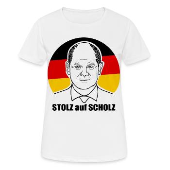 stolz auf Scholz, Bundeskanzler, Deutschland Shirt - Frauen T-Shirt atmungsaktiv - Weiß - Vorne - AI Model Female 172 dark (172cm)