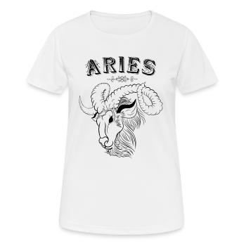 Aries Sternzeichen Widder - Frauen T-Shirt atmungsaktiv - Weiß - Vorne - AI Model Female 172 dark (172cm)
