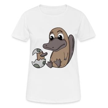 Schnabeltier Mama mit Baby Schnabeltier - Frauen T-Shirt atmungsaktiv - Weiß - Vorne - AI Model Female 172 dark (172cm)