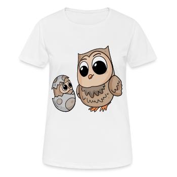 Eule mit Baby Eule - Frauen T-Shirt atmungsaktiv - Weiß - Vorne - AI Model Female 172 dark (172cm)
