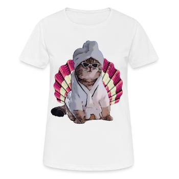 cool Cat in Spa - Frauen T-Shirt atmungsaktiv - Weiß - Vorne - AI Model Female 172 dark (172cm)