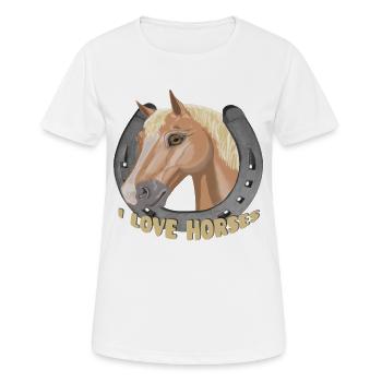 J’aime les chevaux cheval cheval - T-shirt respirant Femme - blanc - Devant - AI Model Female 172 dark (172cm)