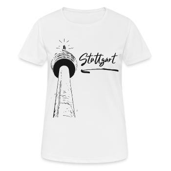 Stuttgart - Stuttgarter Fernsehturm - Frauen T-Shirt atmungsaktiv - Weiß - Vorne - AI Model Female 172 dark (172cm)