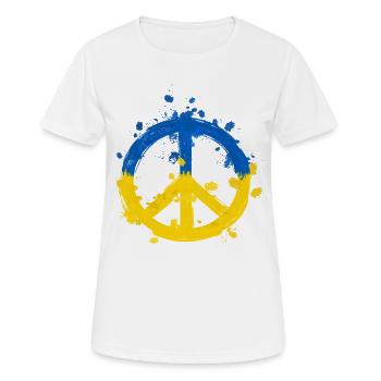 Friedens Zeichen in Ukraine Landesfarben Blau Gelb - Frauen T-Shirt atmungsaktiv - Weiß - Vorne - AI Model Female 172 dark (172cm)