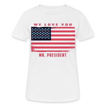 Nous vous aimons Monsieur le Président - T-shirt respirant Femme - blanc - Devant - AI Model Female 172 dark (172cm)