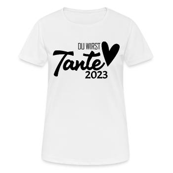 Tante 2023 - Werdende Tante - Tante werden - Frauen T-Shirt atmungsaktiv - Weiß - Vorne - AI Model Female 172 dark (172cm)
