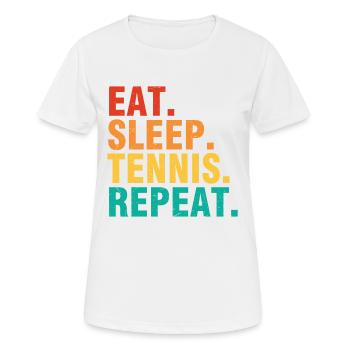 Citation de tennis Mangez dormir Tennis Répéter - T-shirt respirant Femme - blanc - Devant - AI Model Female 172 dark (172cm)