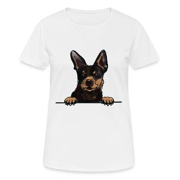 Harlequin Pinscher Dog for Peeking Dog Lovers - Women's Breathable T-Shirt - white - Front - AI Model Female 172 dark (172cm)