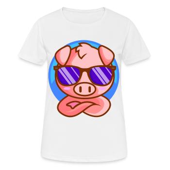 Kleines Ferkel mit Sonnenbrille - Frauen T-Shirt atmungsaktiv - Weiß - Vorne - AI Model Female 172 dark (172cm)