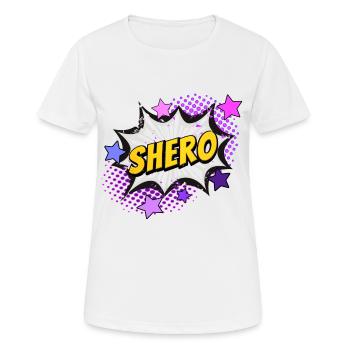 Shero - l’héroïne - T-shirt respirant Femme - blanc - Devant - AI Model Female 172 dark (172cm)